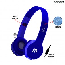 Headphone P2 Estéreo Ajustável Dobrável com Microfone KA-866 Kapbom - Azul